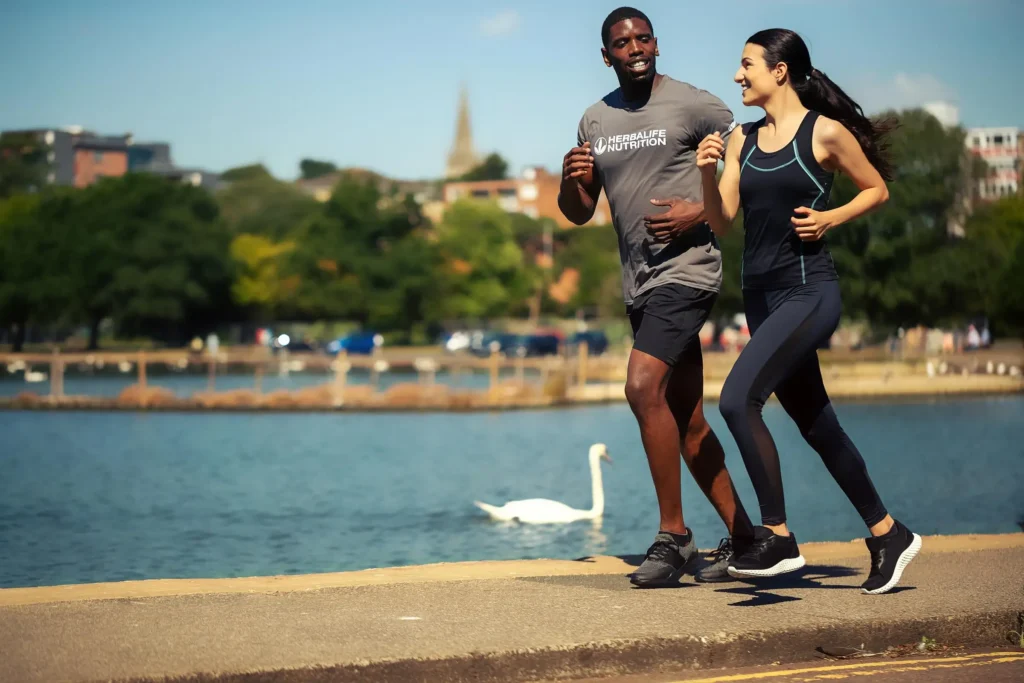 People running in the sun